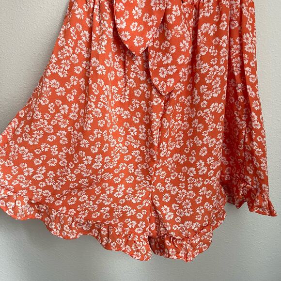 Urban Outfitters Taylor Floral Orange Tie Front Romper (XS) - Picture 7 of 10